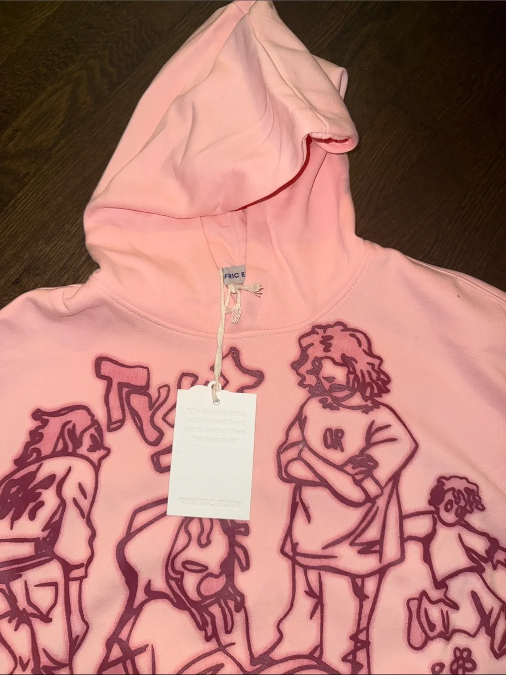 PALACE Pink Crewneck Hoodie with Maroon Graphic